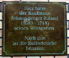 Ehrentafel für J.S. Ruland in Speyer